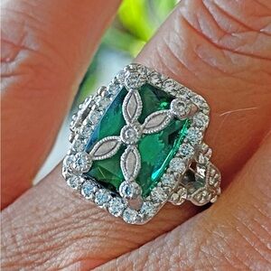 One of a Kind Platinum Diamond and Tourmaline Ring